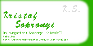 kristof sopronyi business card